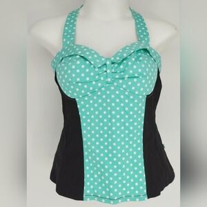 Hot Topic Royal Bones By Daang Retro Bombshell Halter - Black & Mint - Size S